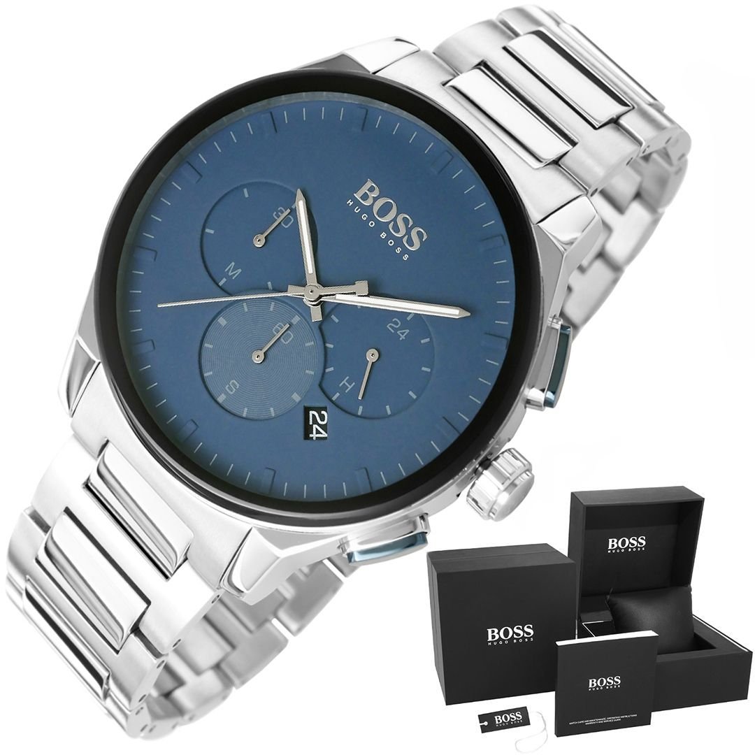 Hugo Boss Peak Chronograph Blue Dial Silver Steel Strap Watch for Men - 1513763 Watches Hugo Boss   