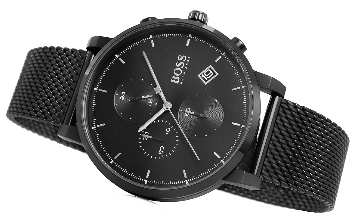 Hugo Boss Integrity Black Dial Black Mesh Bracelet Watch for Men - 1513813 Watches Hugo Boss   