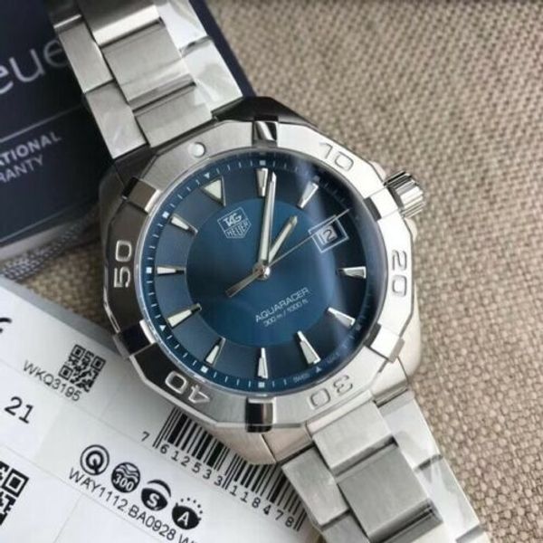 Tag Heuer Aquaracer 41mm Quartz Blue Dial Silver Steel Strap Watch for Men - WAY1112.BA0928 Watches Tag Heuer   