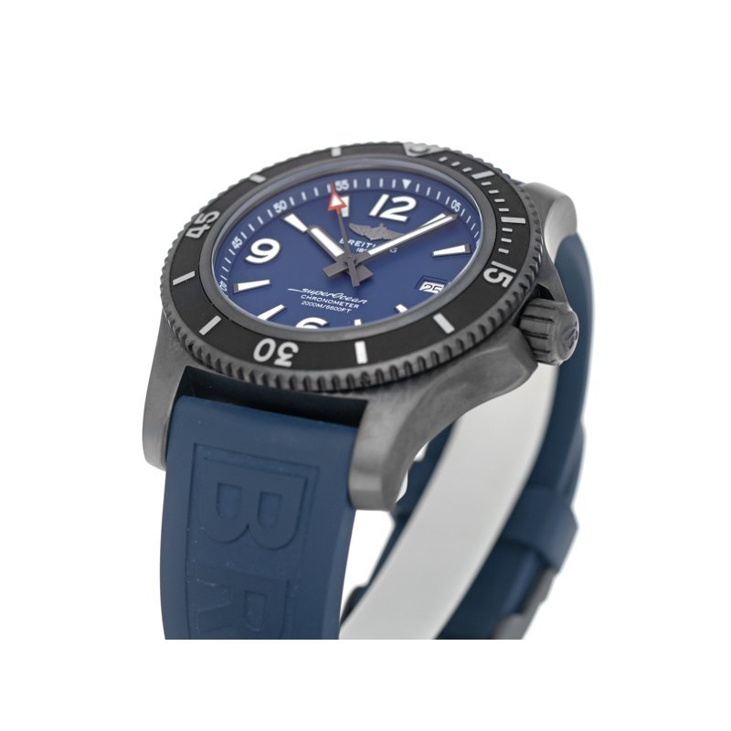 Breitling Superocean Automatic 46mm Blue Dial Blue Rubber Strap Watch for Men - M17368D71C1S1 Watches Breitling   