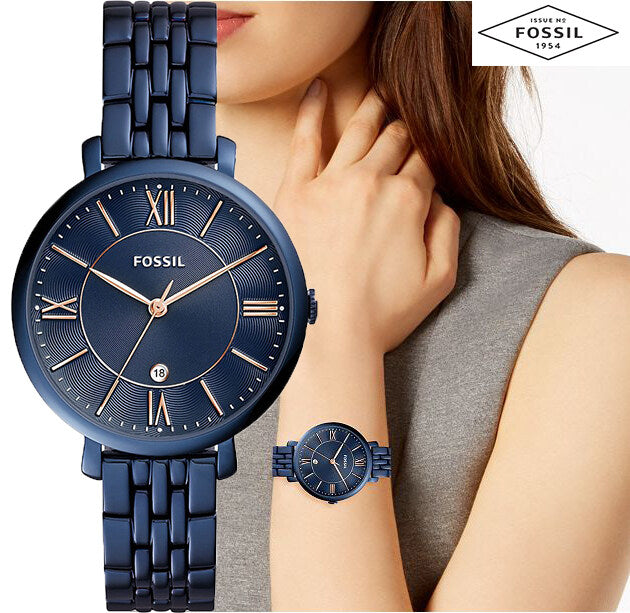 Fossil Jacqueline Blue Dial Blue Steel Strap Watch for Women - ES4094 Watches Fossil   