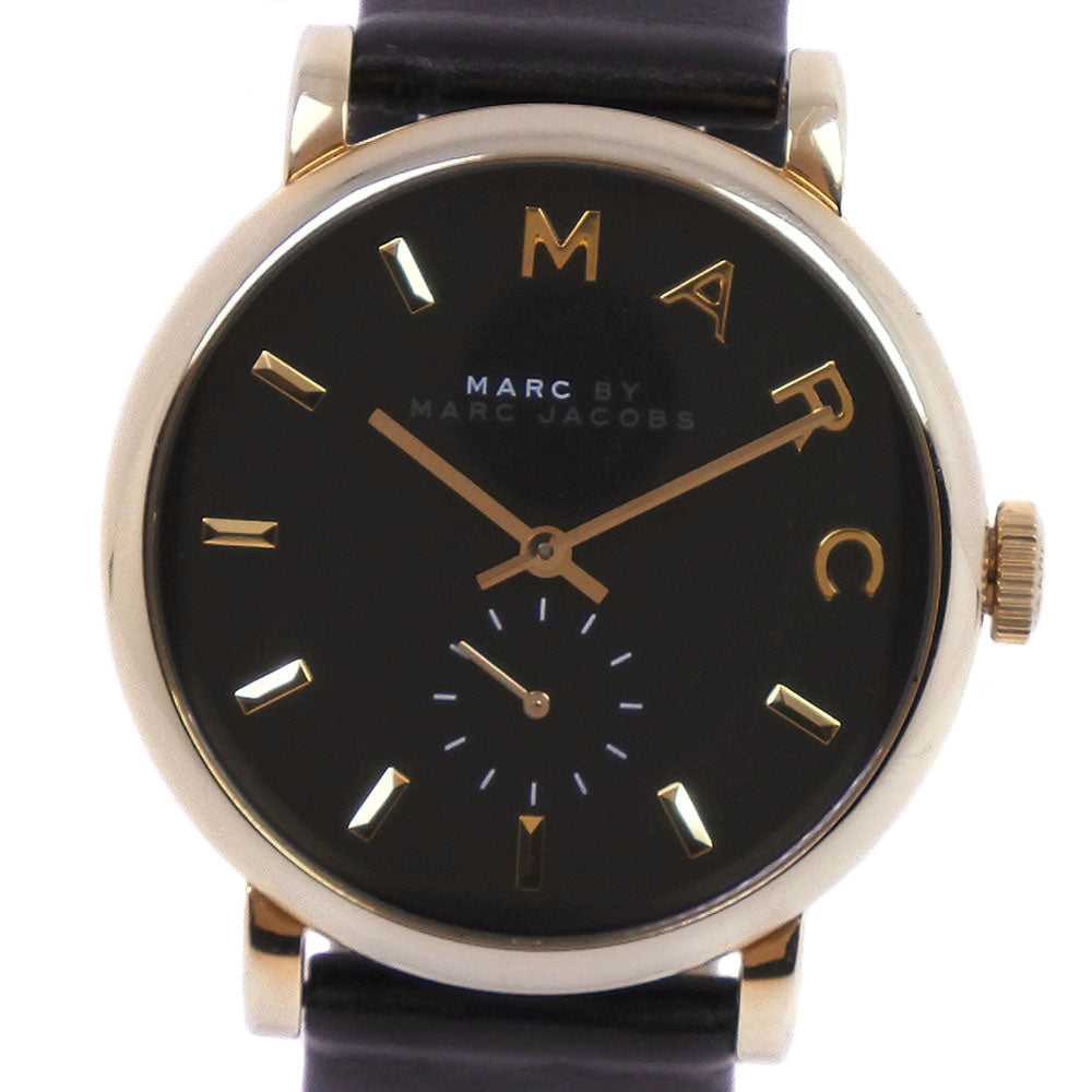 Marc Jacobs Baker Black Dial Black Leather Strap Watch for Women - MBM1269 Watches Marc Jacobs   