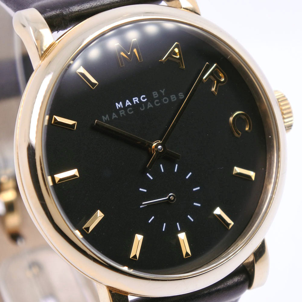 Marc Jacobs Baker Black Dial Black Leather Strap Watch for Women - MBM1269 Watches Marc Jacobs   