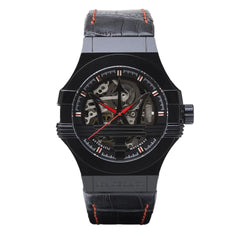 Maserati Potenza Automatic Black Dial Black Leather Strap Watch For Men - R8821108008 Watches Maserati   