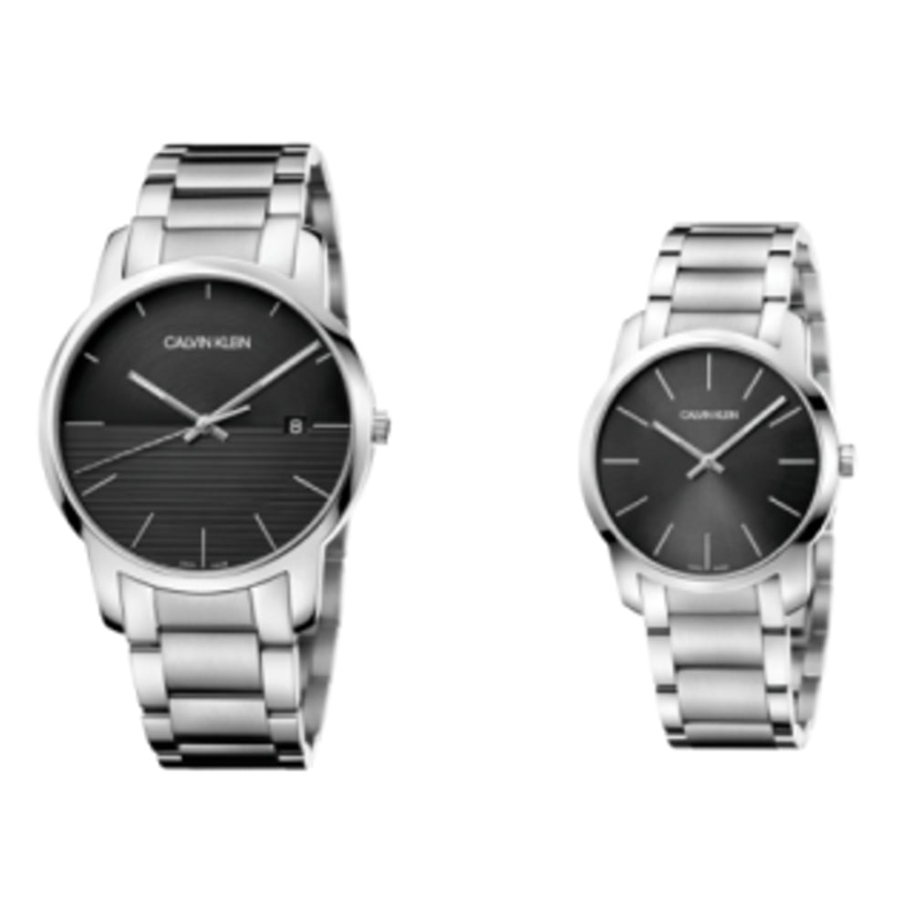 Calvin Klein City Black Dial Silver Steel Strap Watch for Men - K2G2G14C Watches Calvin Klein   