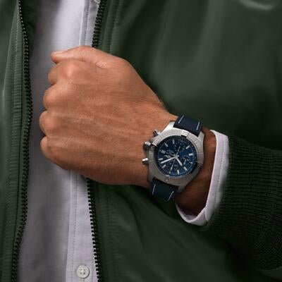 Breitling Avenger Chronograph 45mm Blue Dial Blue Calfskin Strap Watch for Men - A13317101C1X2 Watches Breitling   