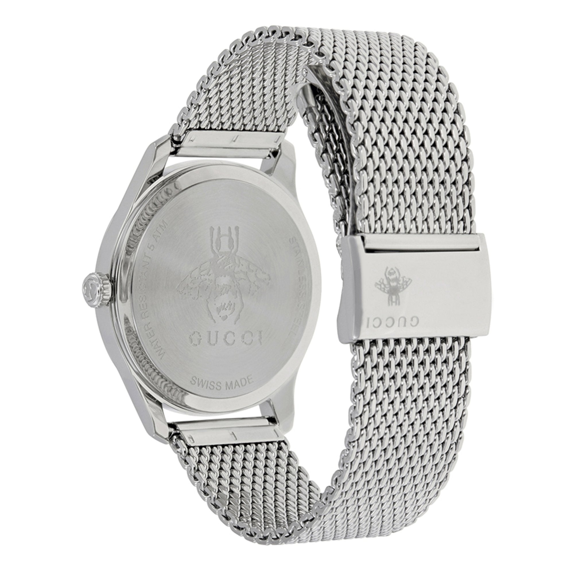 Gucci G-Timeless Motifs Moon Phase Blue Dial Silver Mesh Bracelet Watch For Men - YA126328 Watches Gucci   