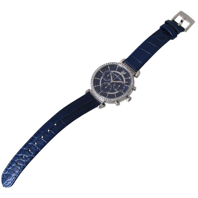 Swarovski Passage Chrono Crystal Blue Dial Blue Leather Strap Watch for Women - 5580342 Watches Swarovski   