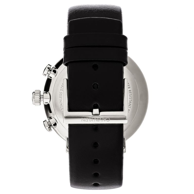 Calvin Klein High Noon Chronograph White Dial Black Leather Strap Watch for Men - K8M271C6 Watches Calvin Klein   