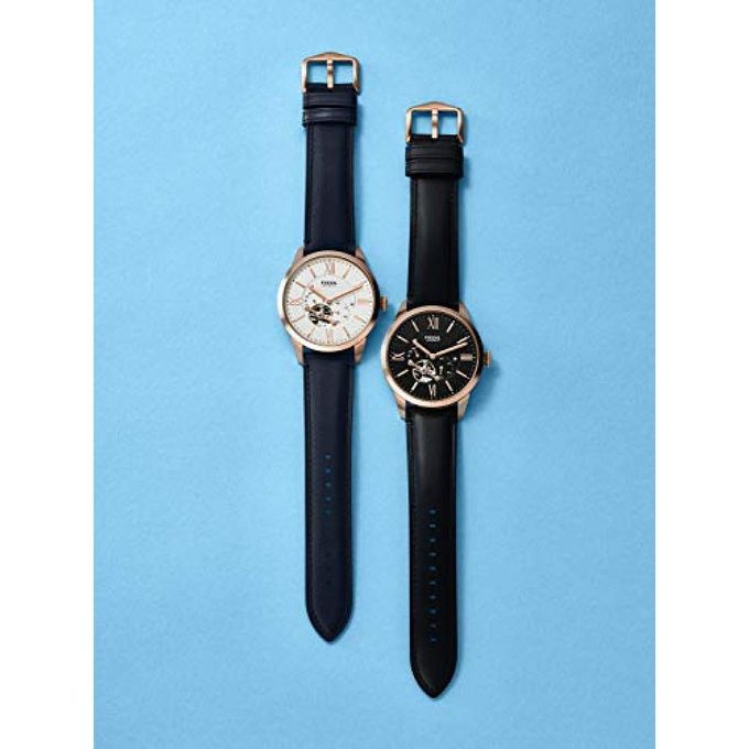 Fossil Townsman Automatic Black Dial Black Leather Strap Watch for Men - ME3170 Watches Fossil   