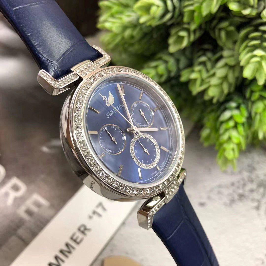 Swarovski Era Journey Blue Dial Blue Leather Strap Watch for Women - 5479239 Watches Swarovski   