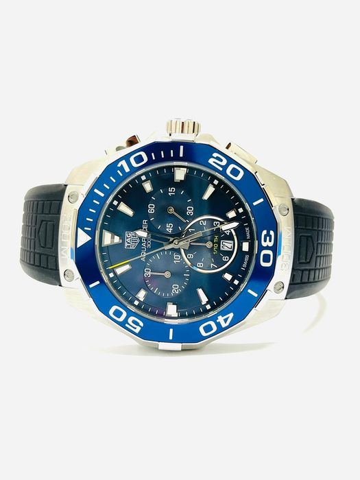 Tag Heuer Aquaracer Chronograph Blue Dial Black Rubber Strap Watch for Men - CAY111B.FT6041 Watches Tag Heuer   