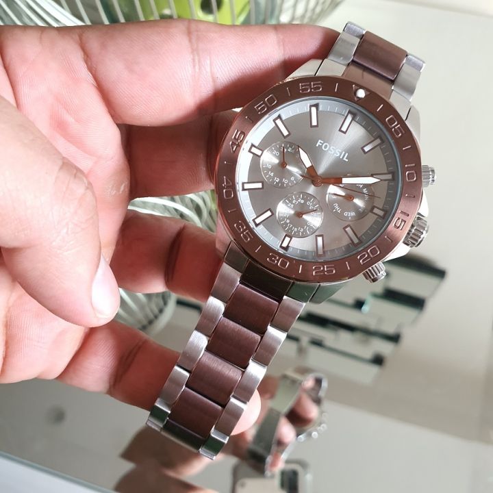 Fossil Bannon Multifunction Brown Dial Two Tone Steel Strap Watch for Men - BQ2502 Watches Fossil   