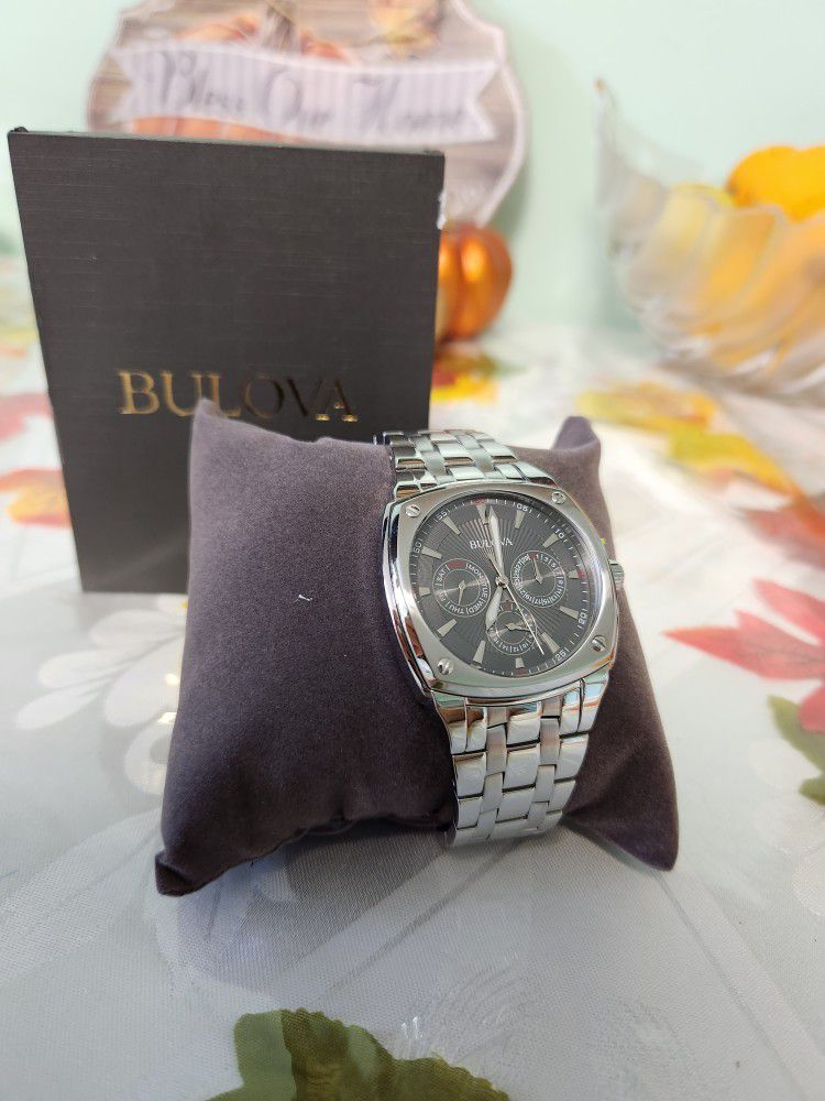 Bulova Classic Collection Multifunction Grey Dial Silver Steel Strap Watch for Men - 96C148 Watches Bulova   