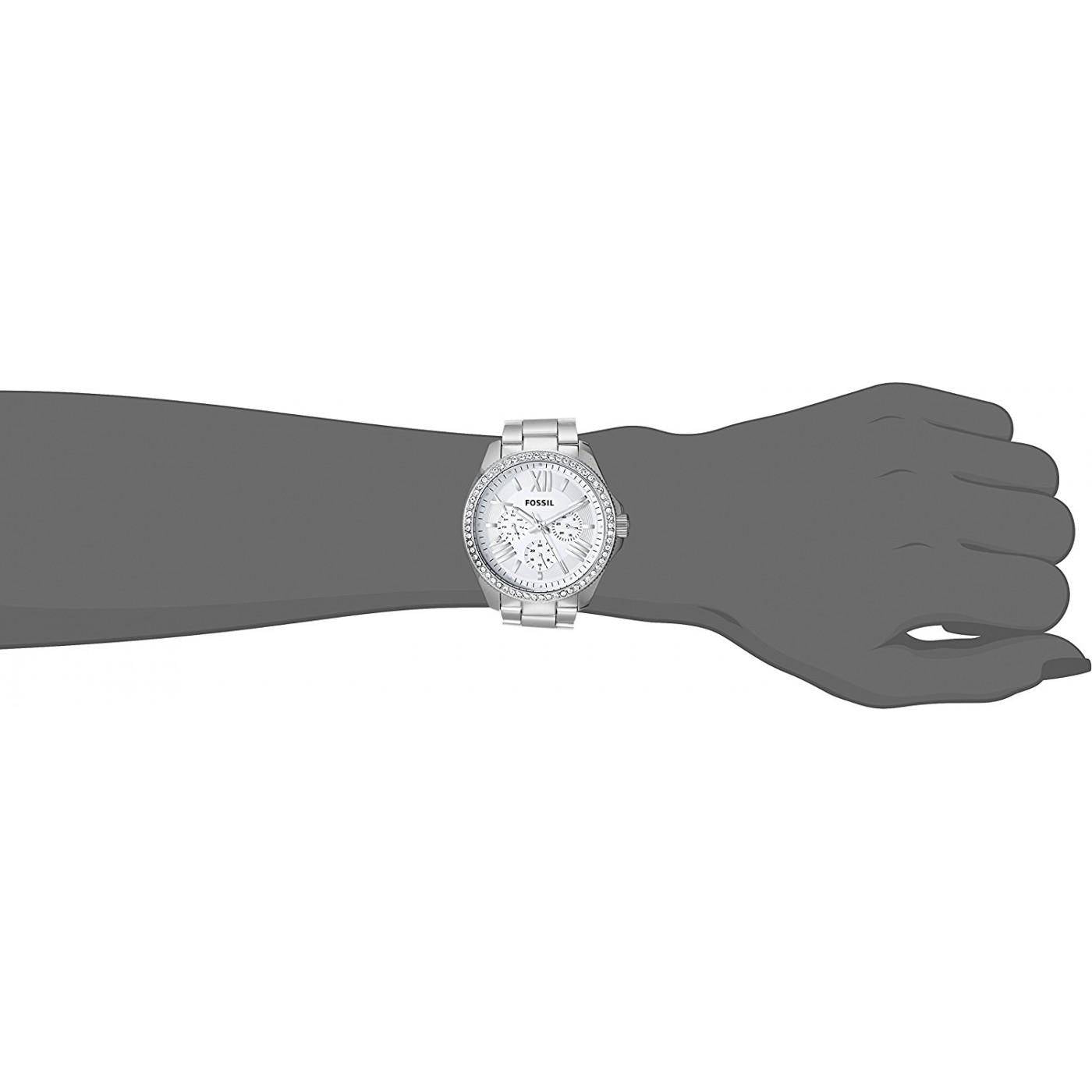 Fossil Cecile Chronograph Silver Dial Silver Steel Strap Watch for Women - AM4481 Watches Fossil   