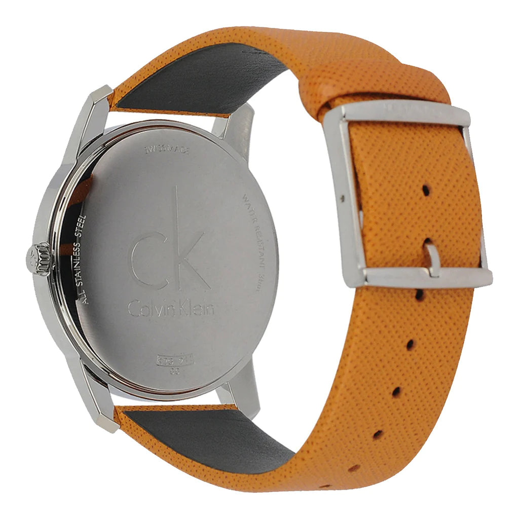 Calvin Klein City Silver Dial Orange Leather Strap Watch for Women - K2G231G6 Watches Calvin Klein   