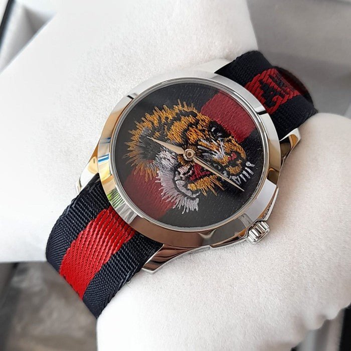 Gucci G Timless Le Marche Des Merveilles Blue & Red Dial Blue & Red Nylon Strap Unisex Watch  - YA126495 Watches Gucci   