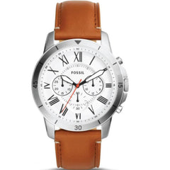 Fossil Grant Chronograph White Dial Brown Leather Strap Watch for Men - FS5060 Watches Fossil   