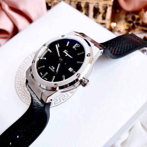 Salvatore Ferragamo F-80 Classic Black Dial Black Leather Strap Watch for Men - SFDT00619 Watches Salvatore Ferragamo   