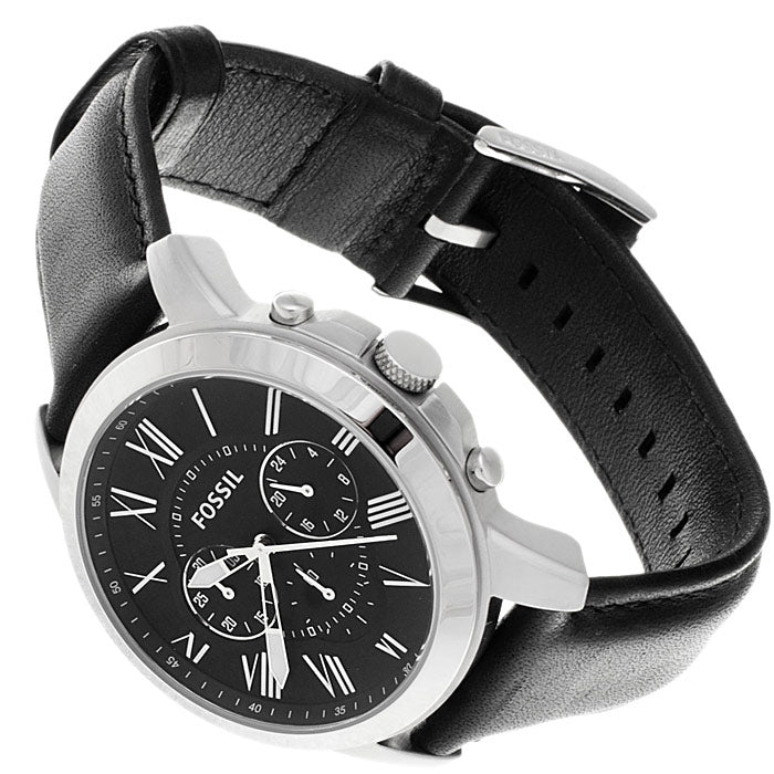 Fossil Grant Chronograph Black Dial Black Leather Strap Watch for Men - FS4812 Watches Fossil   