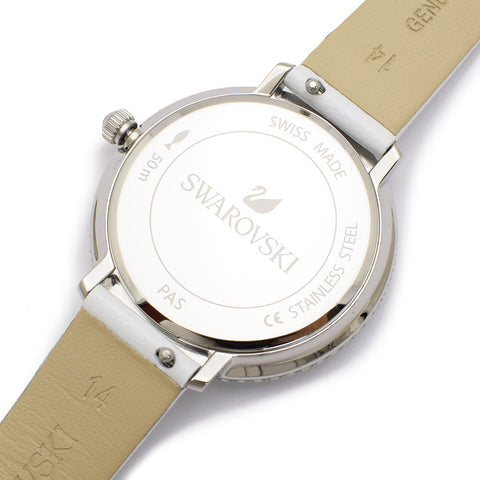 Swarovski Crystal Frost Silver Dial White Leather Strap Watch for Women - 5484070 Watches Swarovski   