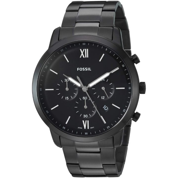 Fossil Neutra Chronograph Black Dial Black Steel Strap Watch for Men - FS5474 Watches Fossil   