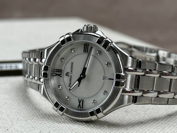 Maurice Lacroix Aikon White Mother of Pearl Dial Silver Steel Strap Watch for Women - AI1004-SS002-170-1 Watches Maurice Lacroix   