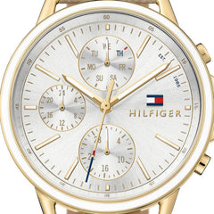 Tommy Hilfiger Carly Silver Dial Cream Leather Strap Watch for Women - 1781790 Watches Tommy Hilfiger   