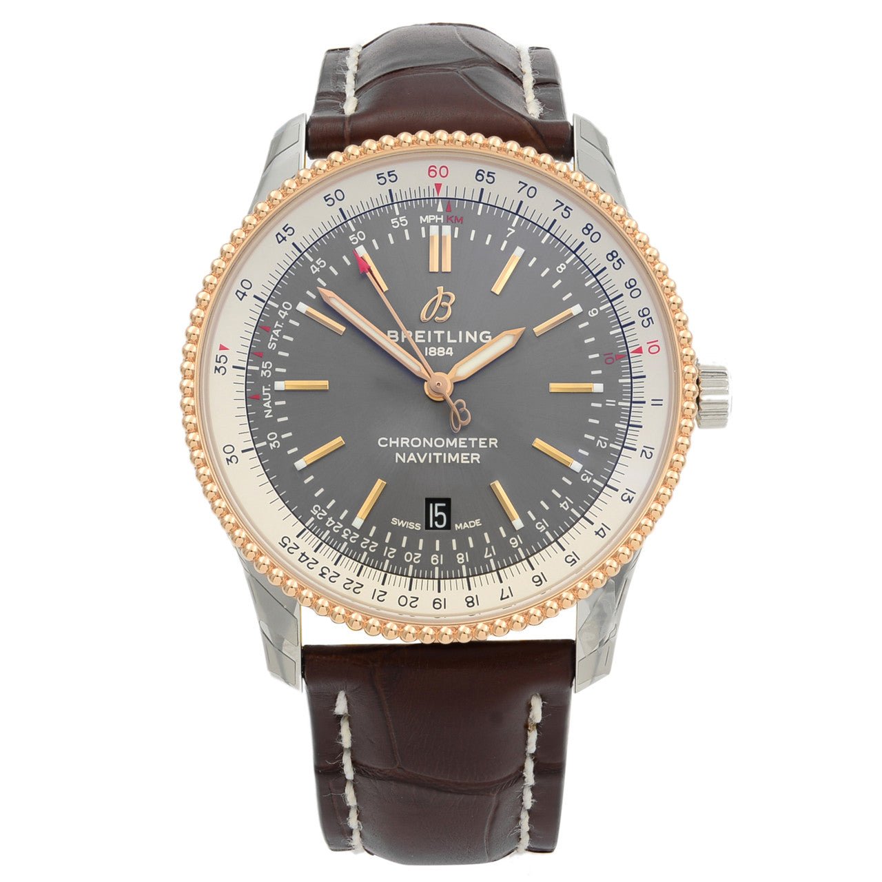 Breitling Navitimer 1 Automatic 41mm Brown Dial Brown Leather Strap Mens Watch - U17326211M1P2 Watches Breitling   