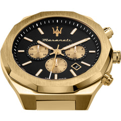 Maserati Stile 45mm Chronograph Black Dial Gold Stainless Steel Strap Watch For Men - R8873642001 Watches Maserati   