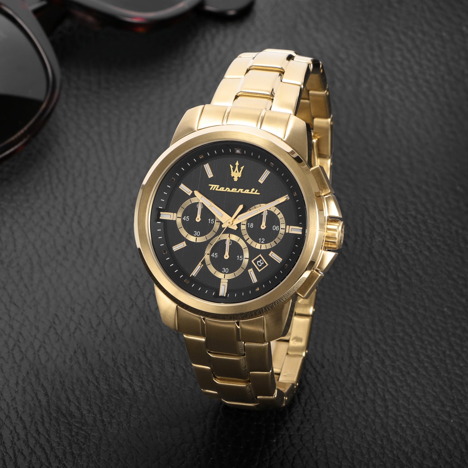 Maserati Successo 44mm Black Dial Gold Stainless Steel Strap Watch For Men - R8873621013 Watches Maserati   