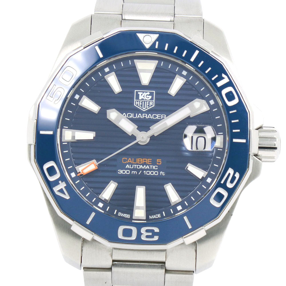 Tag Heuer Aquaracer Calibre 5 Blue Dial Silver Steel Strap Watch for Men - WAY211C.BA0928 Watches Tag Heuer   