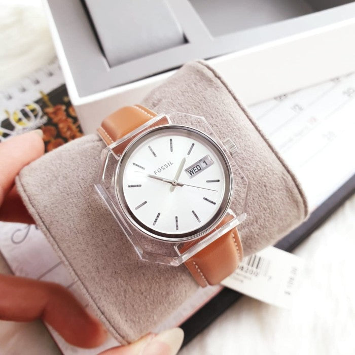 Fossil Candy White Dial Brown Leather Strap Watch for Women - ES3538 Watches Fossil   