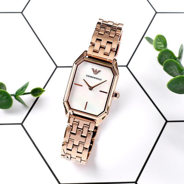 Emporio Armani Giola White Mother of Pearl Dial Rose Gold Stainless Steel Strap Watch For Women - AR11147 Watches Emporio Armani   