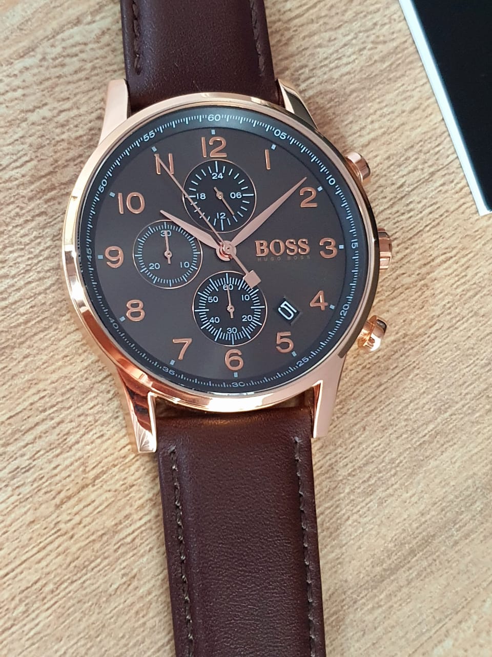 Hugo Boss Navigator Grey Dial Brown Leather Strap Watch for Men - 1513496 Watches Hugo Boss   