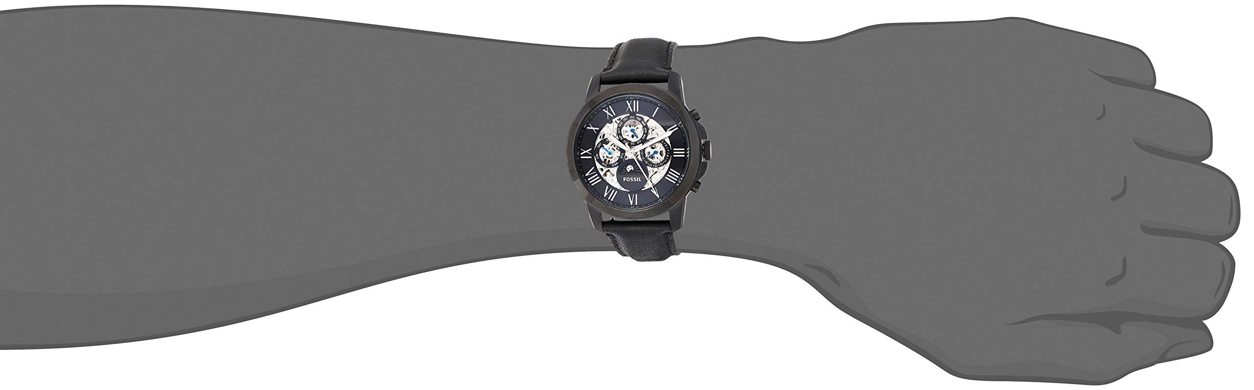 Fossil Grant Automatic Black Dial Black Leather Strap Watch for Men - ME3028 Watches Fossil   