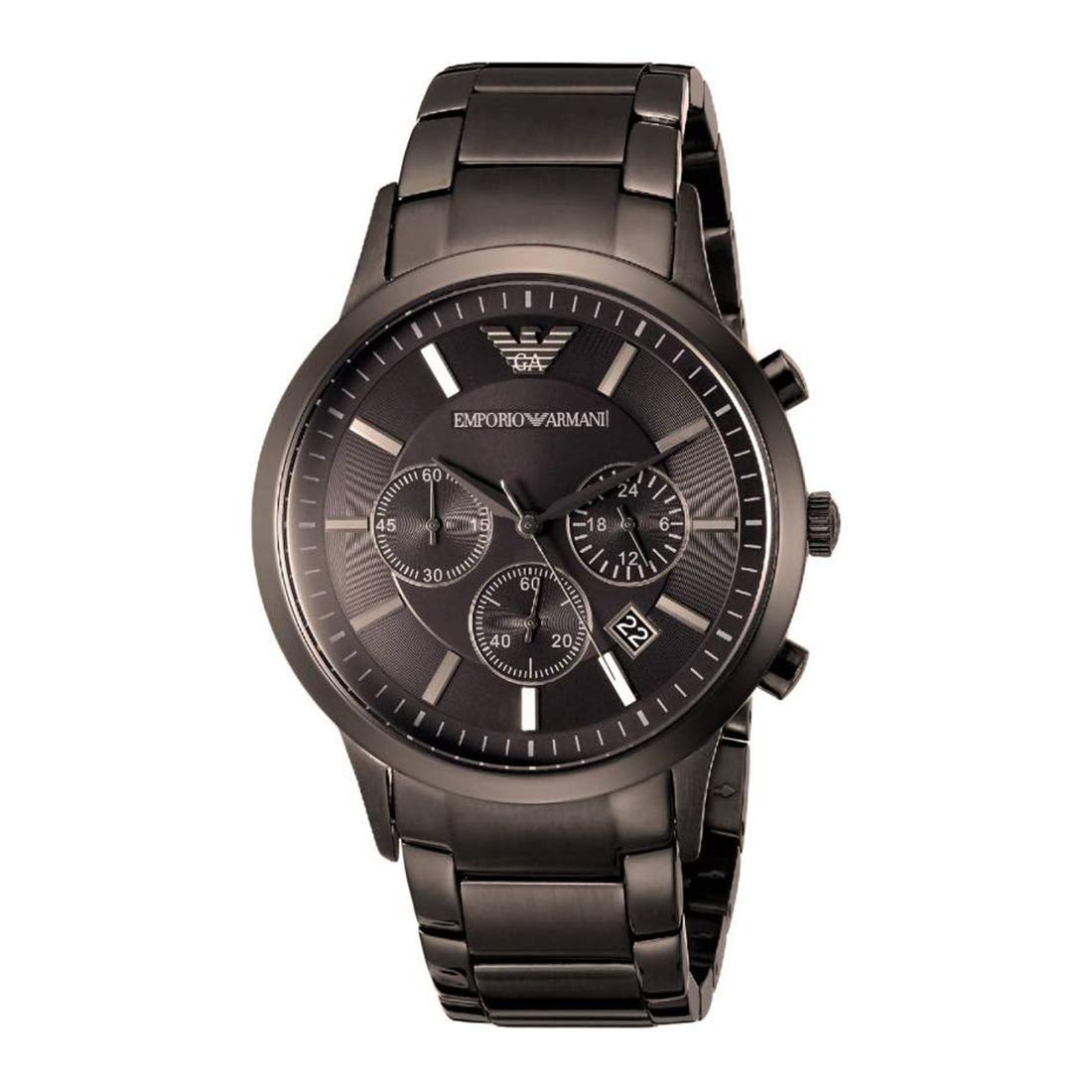 Emporio Armani Classic Chronograph Brown Dial Stainless Steel Gunmetal Strap Watch For Men - AR2454 Watches Emporio Armani   