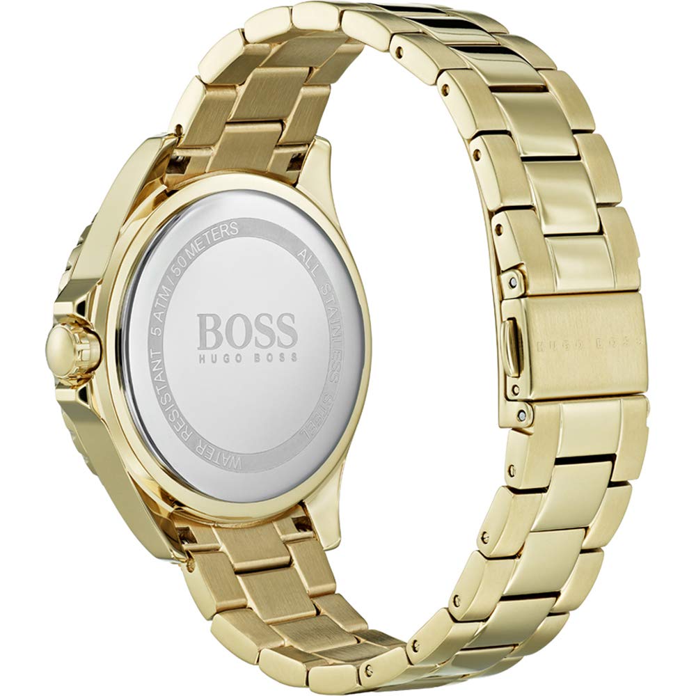 Hugo Boss Premiere White Dial Gold Steel Strap Watch for Women - 1502445 Watches Hugo Boss   