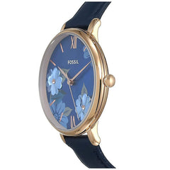 Fossil Jacqueline Blue Dial Blue Leather Strap Watch for Women - ES4673 Watches Fossil   