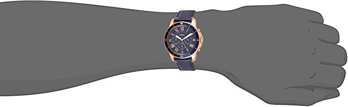 Fossil Grant Sport Chronograph Blue Dial Blue Leather Strap Watch for Men - FS5237 Watches Fossil   