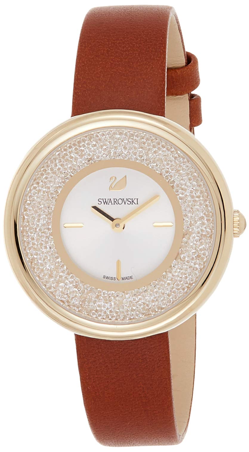 Swarovski Crystalline Pure White Dial Brown Leather Strap Watch for Women - 5275040 Watches Swarovski   