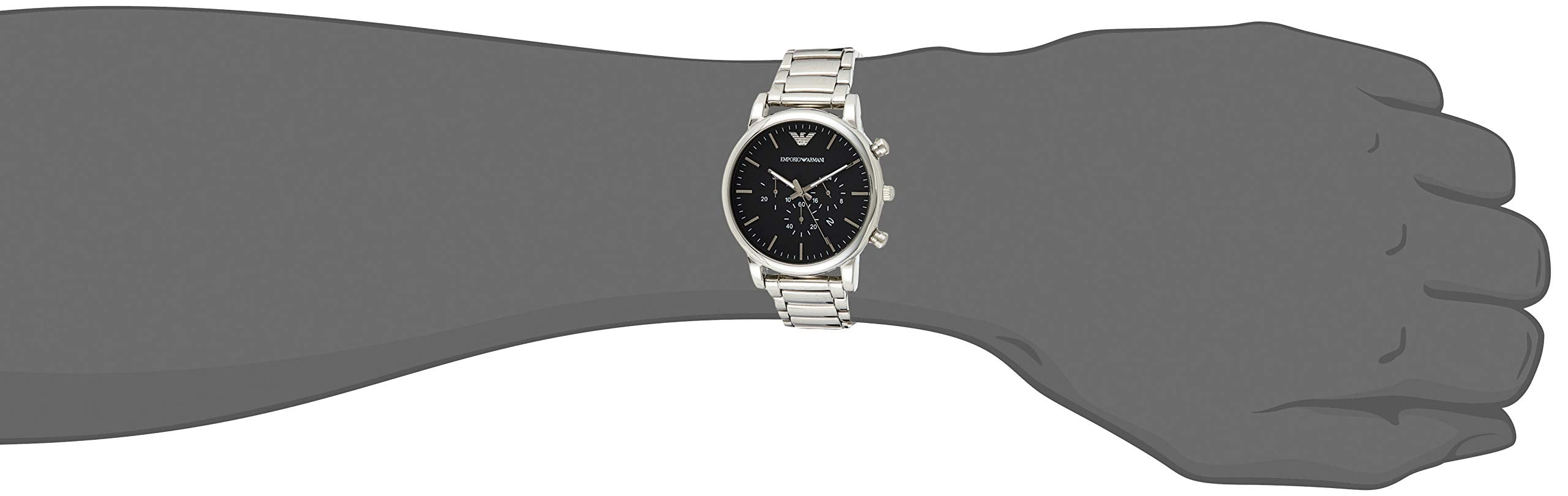 Emporio Armani Luigi Black Dial Silver Stainless Steel Watch For Men - AR1894 Watches Emporio Armani   