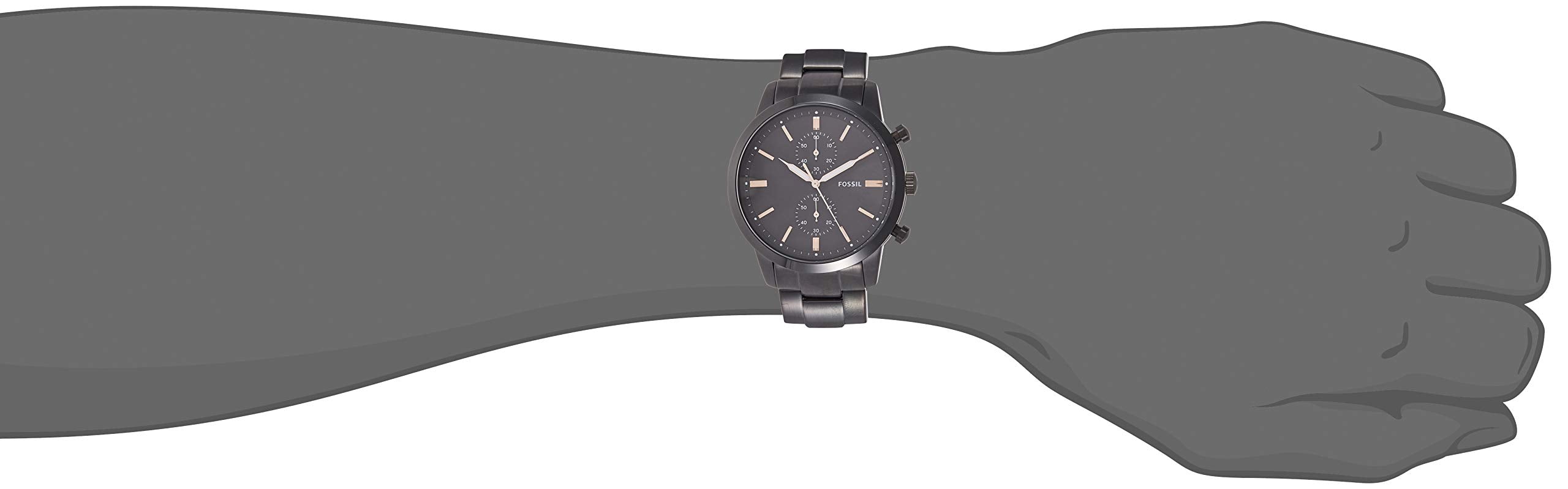 Fossil Townsman Chronograph Black Dial Black Steel Strap Watch for Men - FS5379 Watches Fossil   