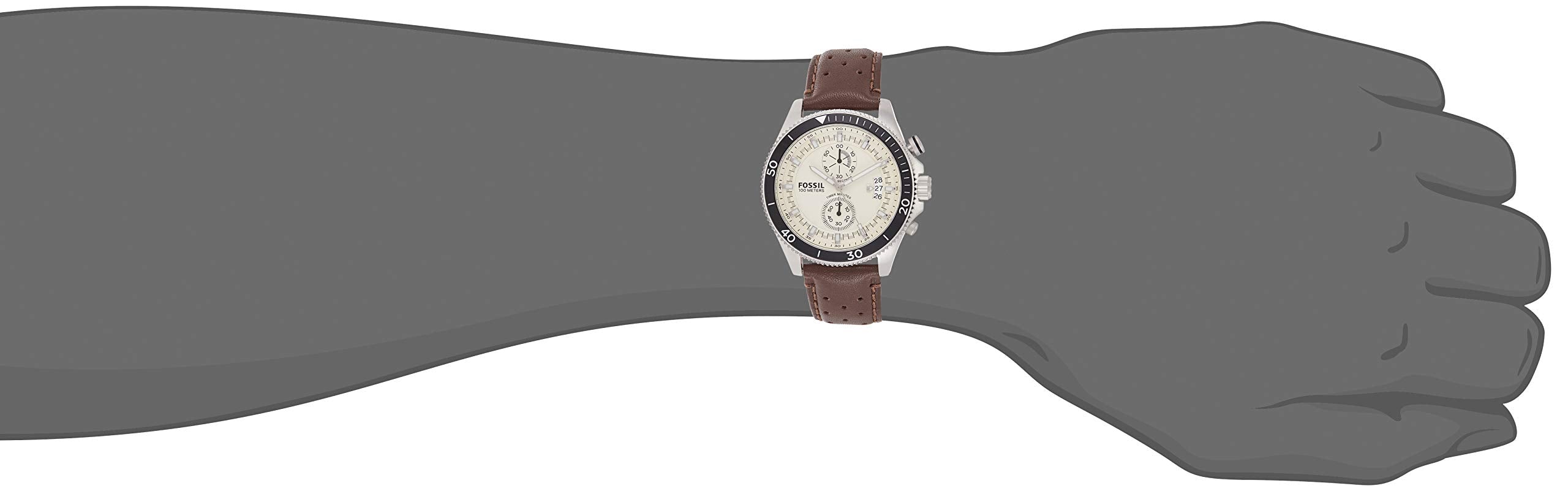 Fossil Wakefield Chronograph White Dial Brown Leather Strap Watch for Men - CH2943 Watches Fossil   