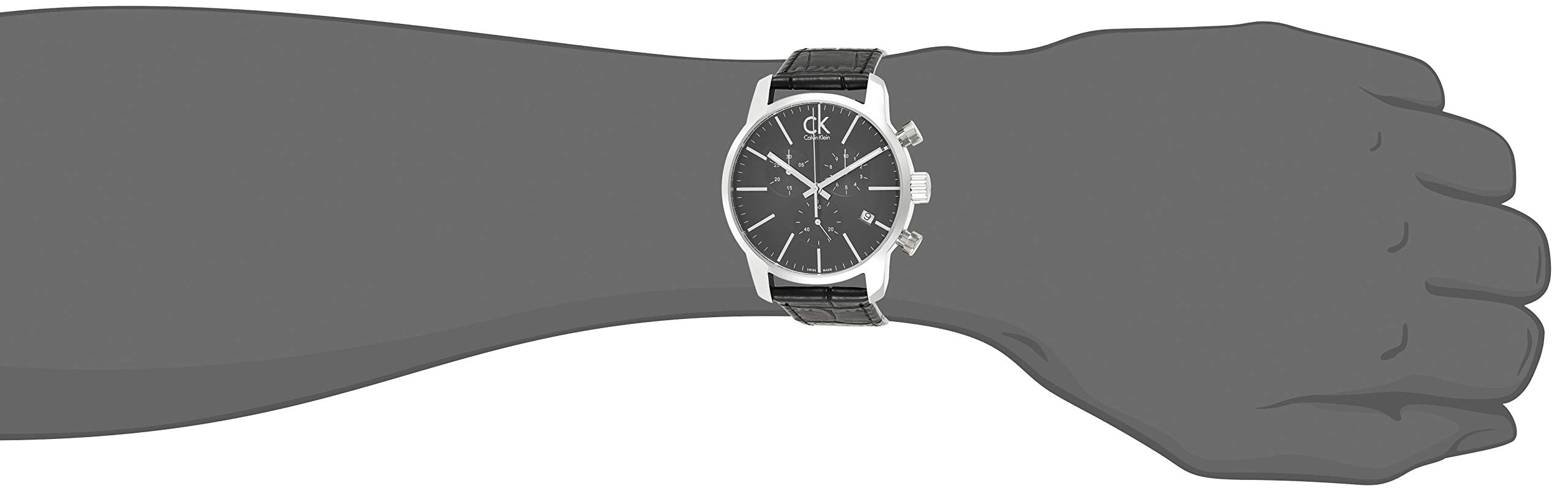 Calvin Klein City Chronograph Black Dial Black Leather Strap Watch for Men - K2G271C3 Watches Calvin Klein   