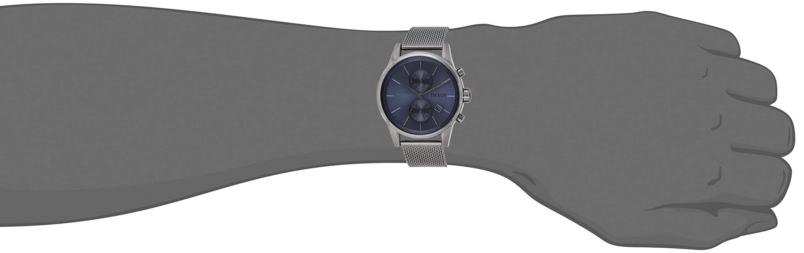 Hugo Boss Jet Blue Dial Gunmetal Mesh Bracelet Watch for Men  - 1513677 Watches Hugo Boss   