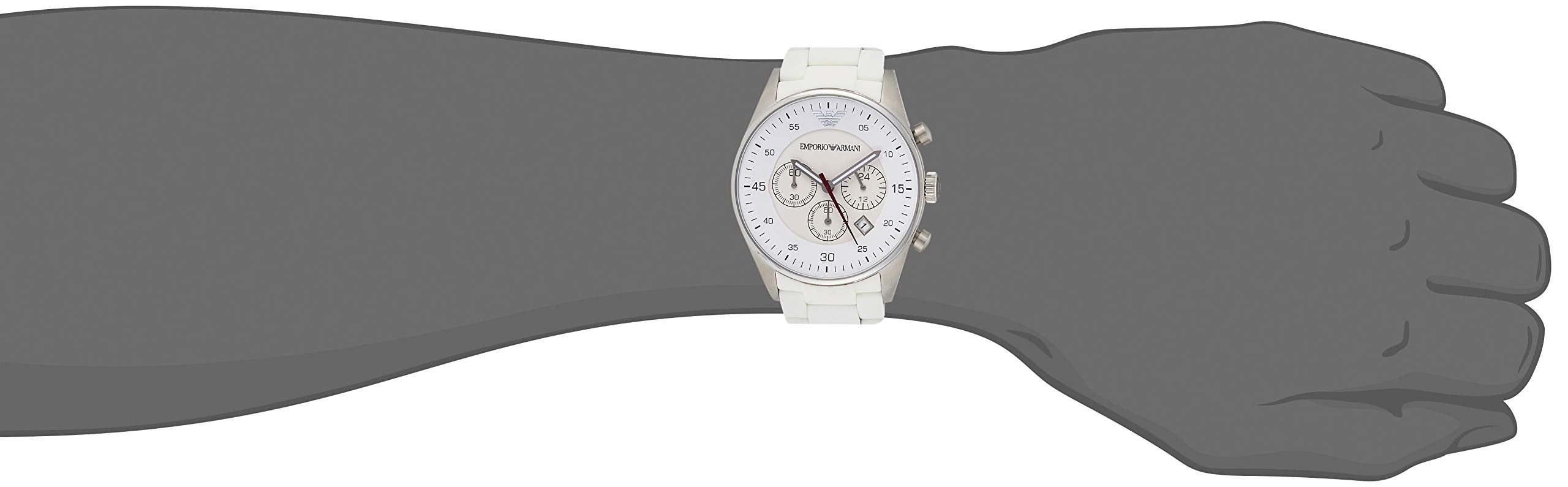 Emporio Armani Sport Chronograph White Dial White Silicone Strap Watch For Men - AR5859 Watches Emporio Armani   