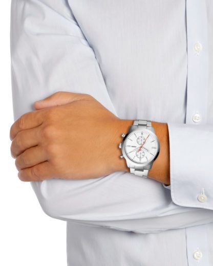 Fossil Townsman White Dial Silver Steel Strap Watch for Men - FS5346 Watches Fossil   