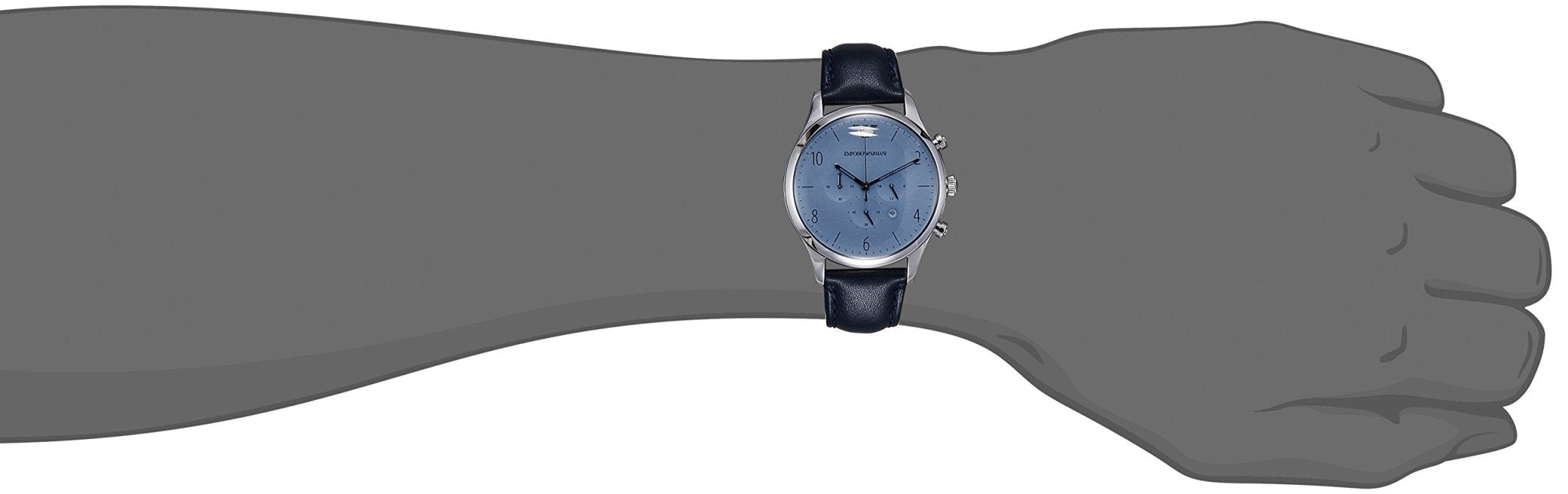 Emporio Armani Chronograph Blue Dial Blue Leather Strap Watch For Men - AR1889 Watches Emporio Armani   