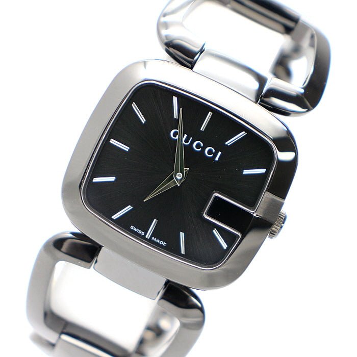 Gucci G Gucci Black Dial Silver Steel Strap Watch For Women - YA125407 Watches Gucci   